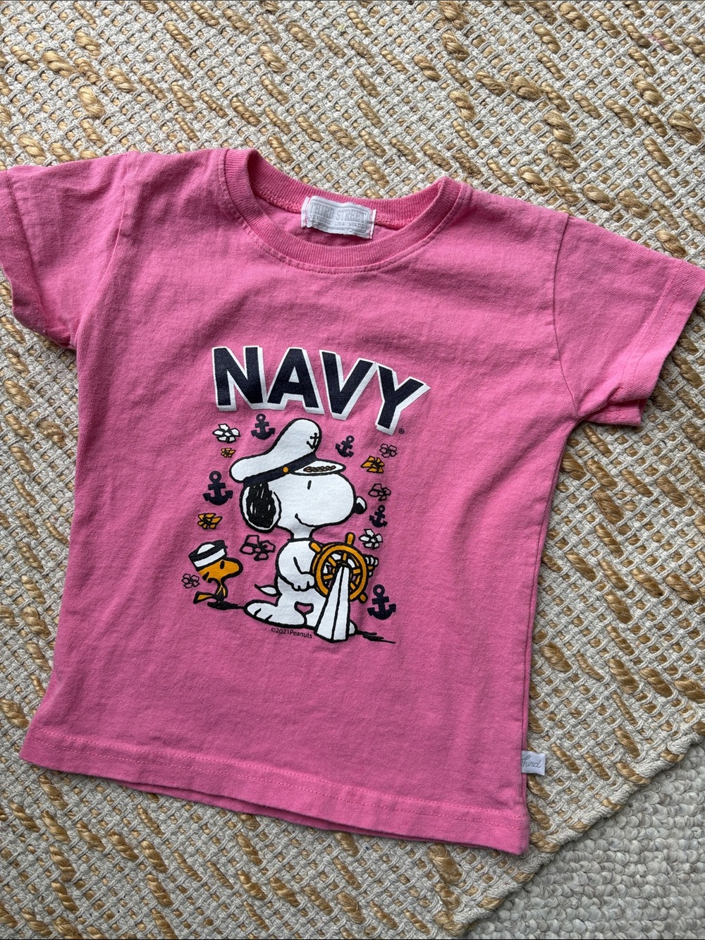 Kids Pink 'Navy' Snoopy Graphic Tee